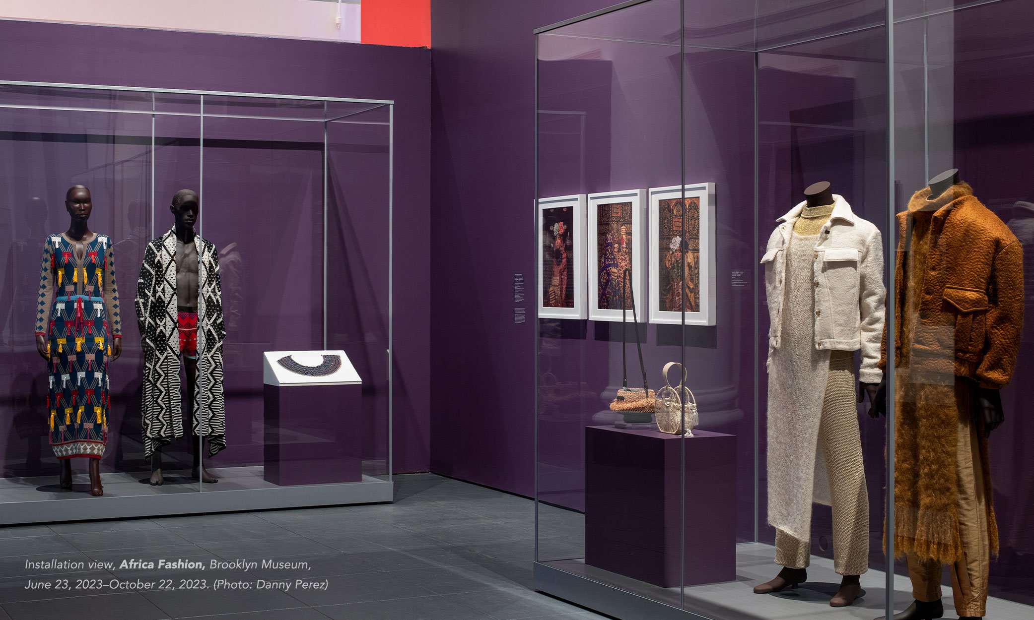 Installation view, Africa Fashion, Brooklyn Museum, June 23, 2023-October 22, 2023. (Photo: Danny Perez)