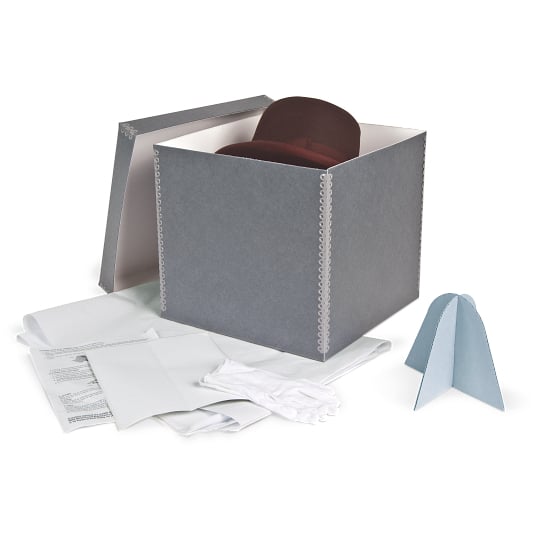 Gaylord Archival® Blue/Grey Barrier Board Shallow Lid Hat Preservation Kit